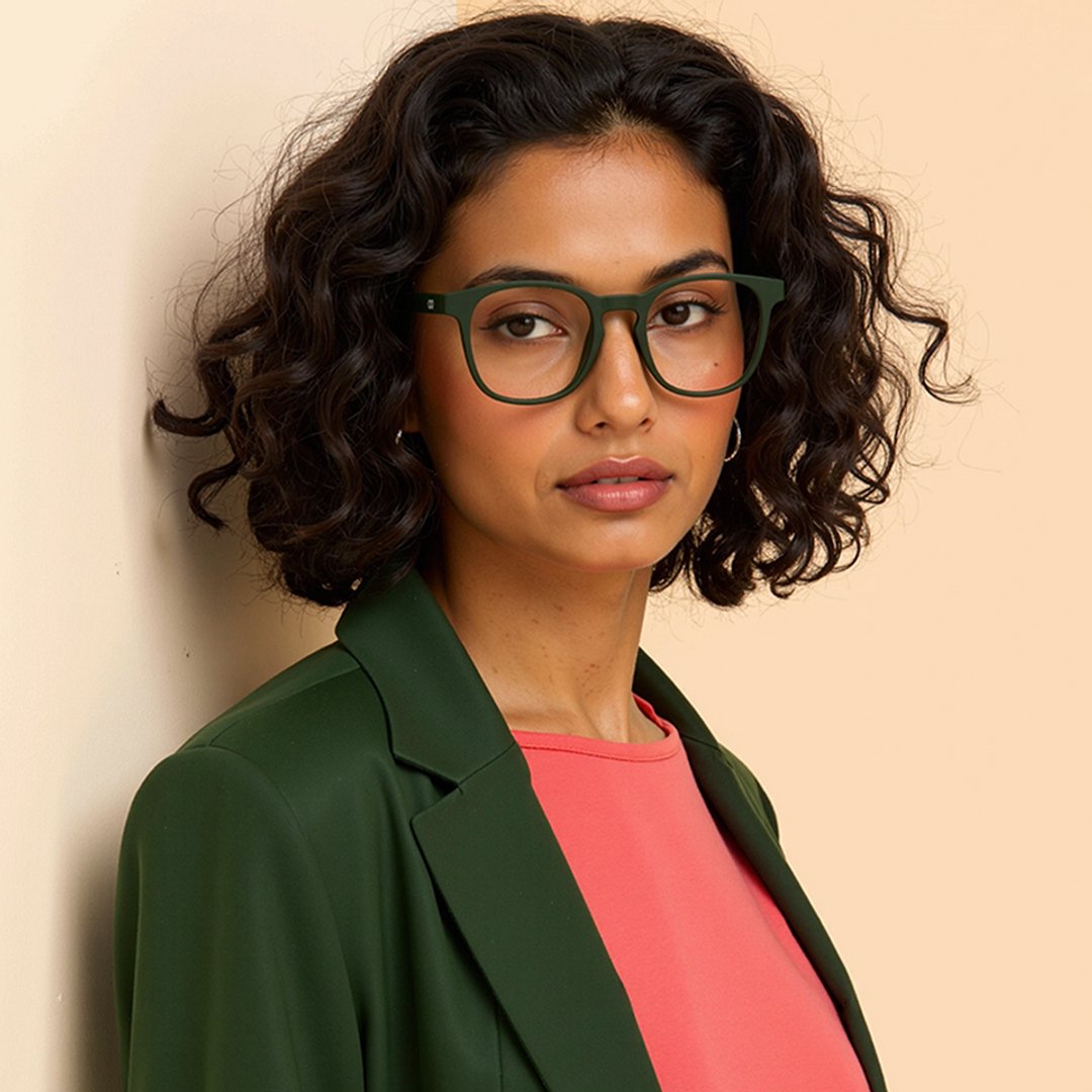 Lenskart Hustlr Online Military Green Full Rim Square left side