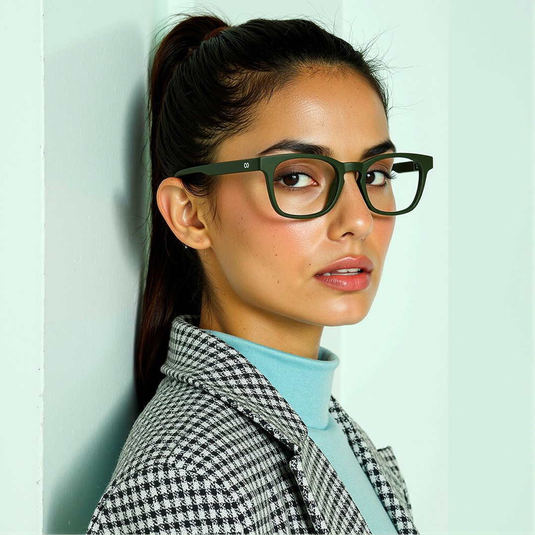 Lenskart Hustlr Online Military Green Full Rim Square right side