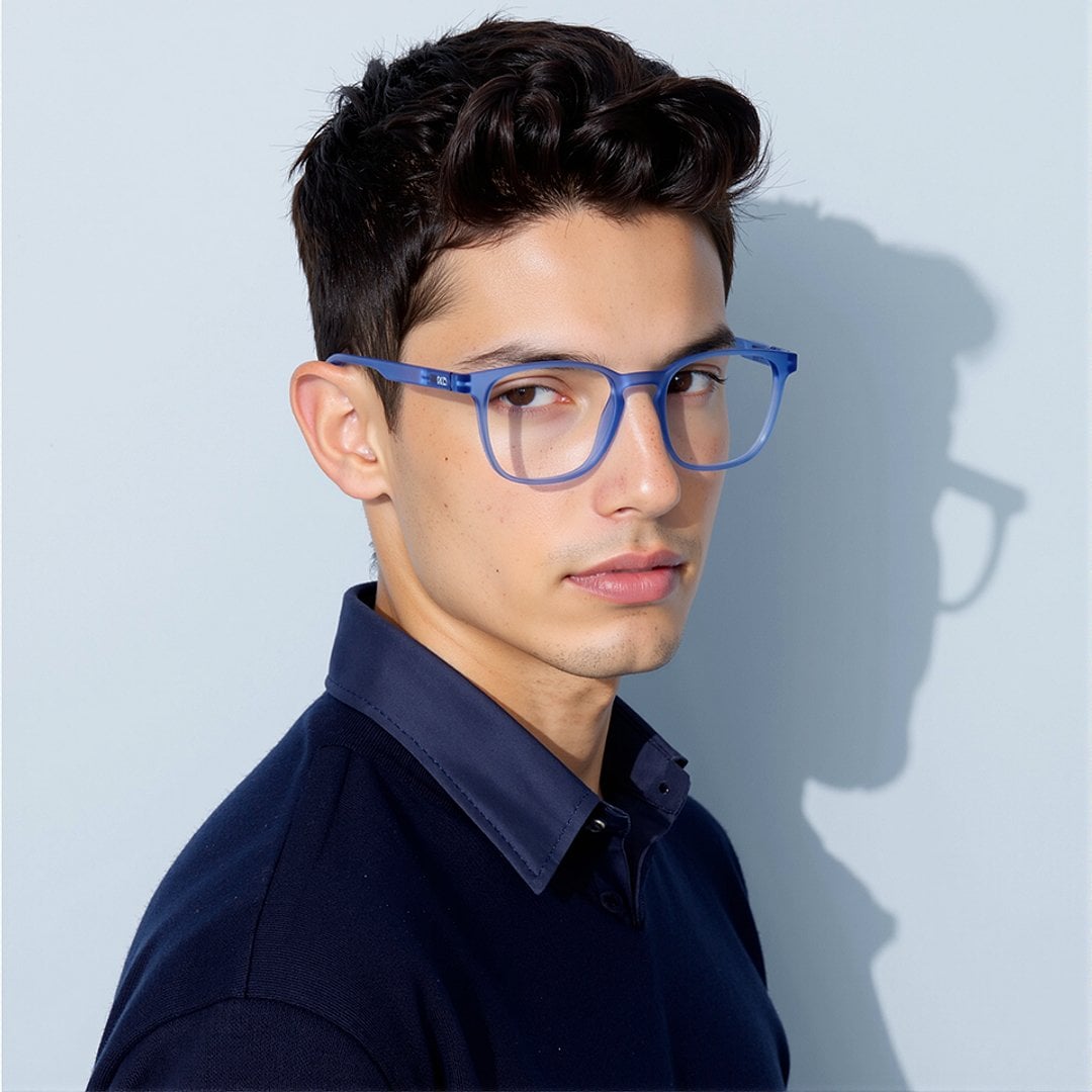 Lenskart Hustlr Online Ocean Blue Full Rim Square left side