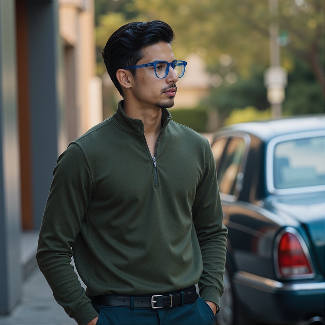 Lenskart Hustlr Online Ocean Blue Full Rim Square left side