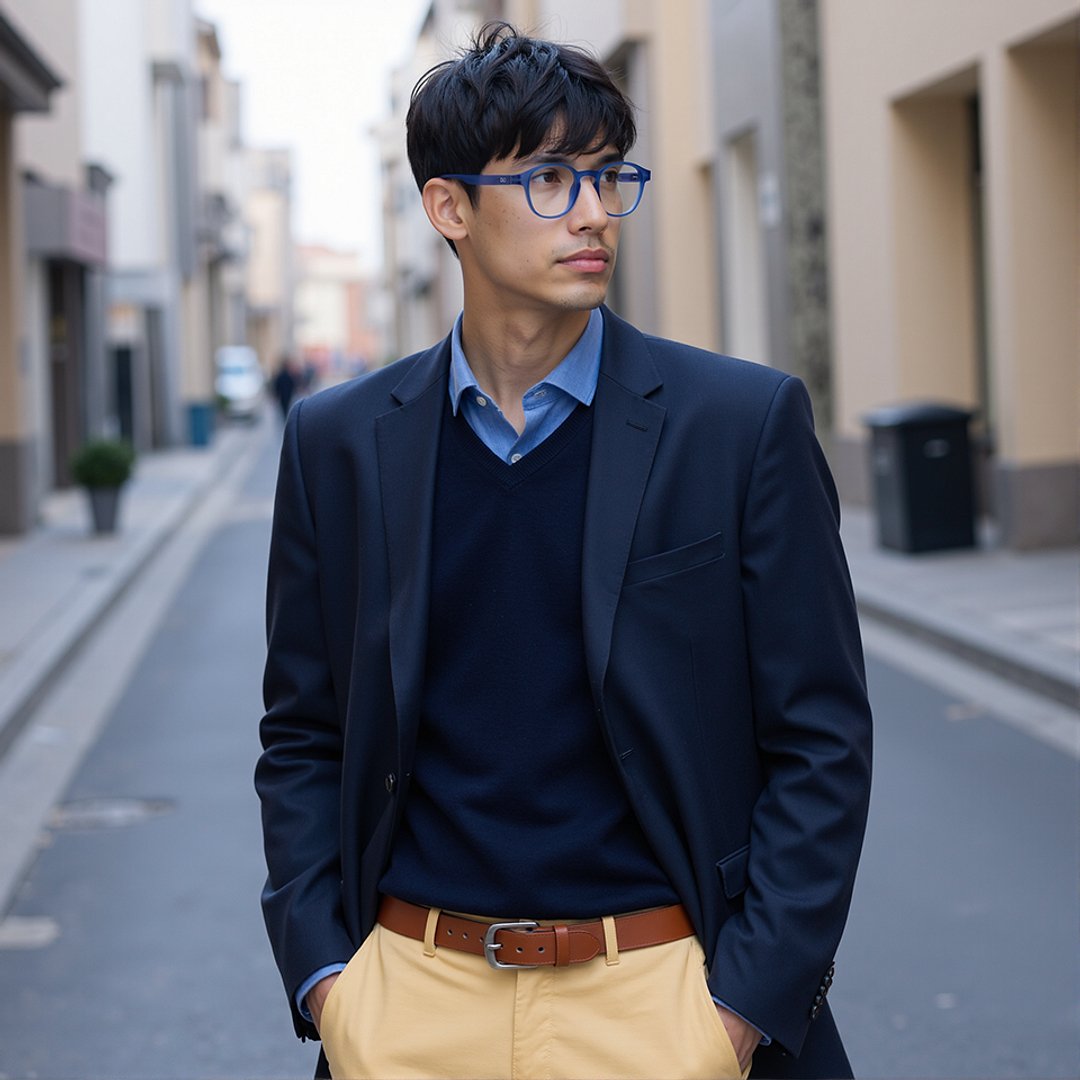 Lenskart Hustlr Online Ocean Blue Full Rim Square left side