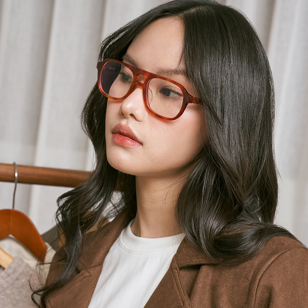 Lenskart Orange Full Rim Aviator left side