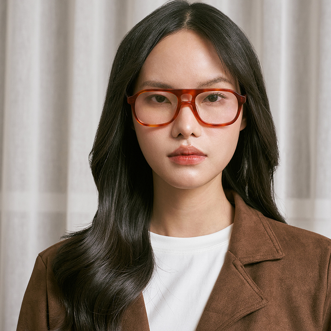 Lenskart Orange Full Rim Aviator left side