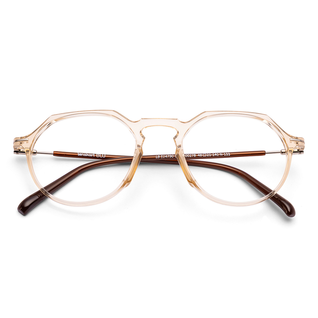 Lenskart Blu Orange Full Rim Round Lenskart Blu LB E14790 Eyeglasses left side