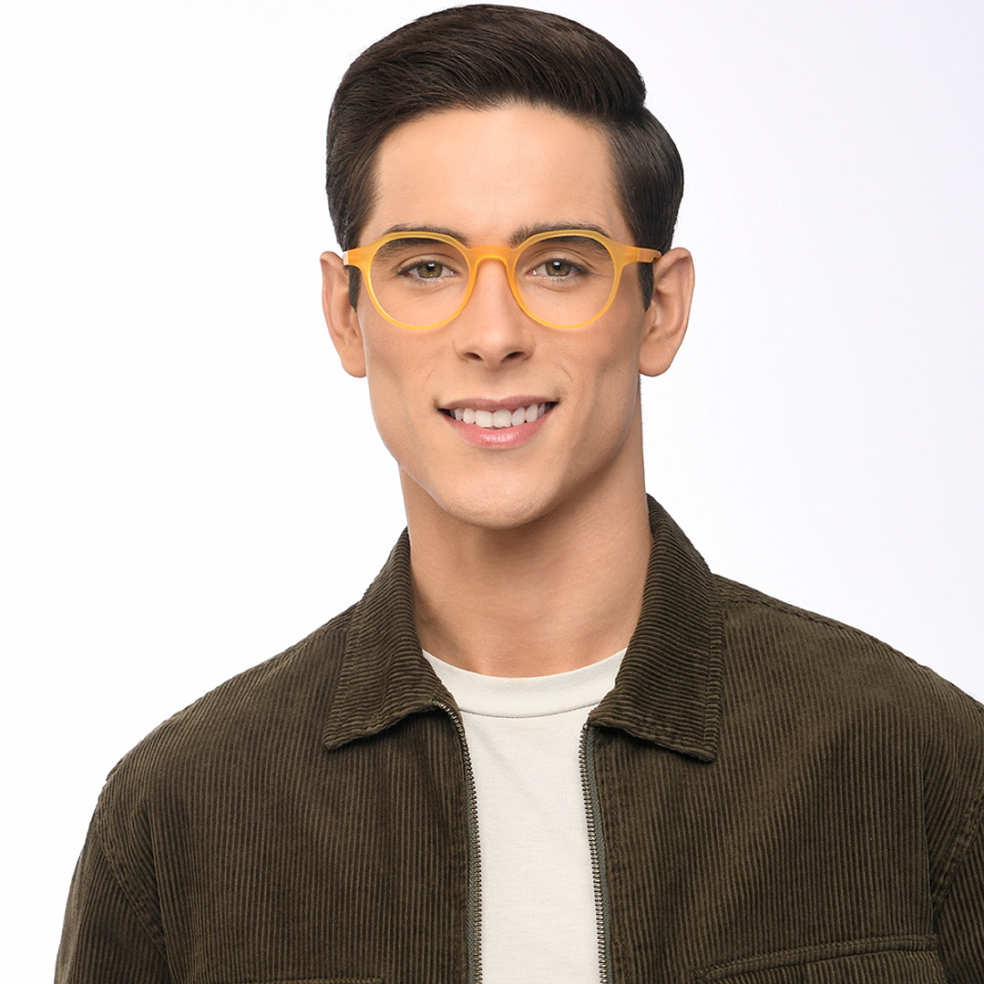 Lenskart Air Online Orange Transparent Full Rim Round left side