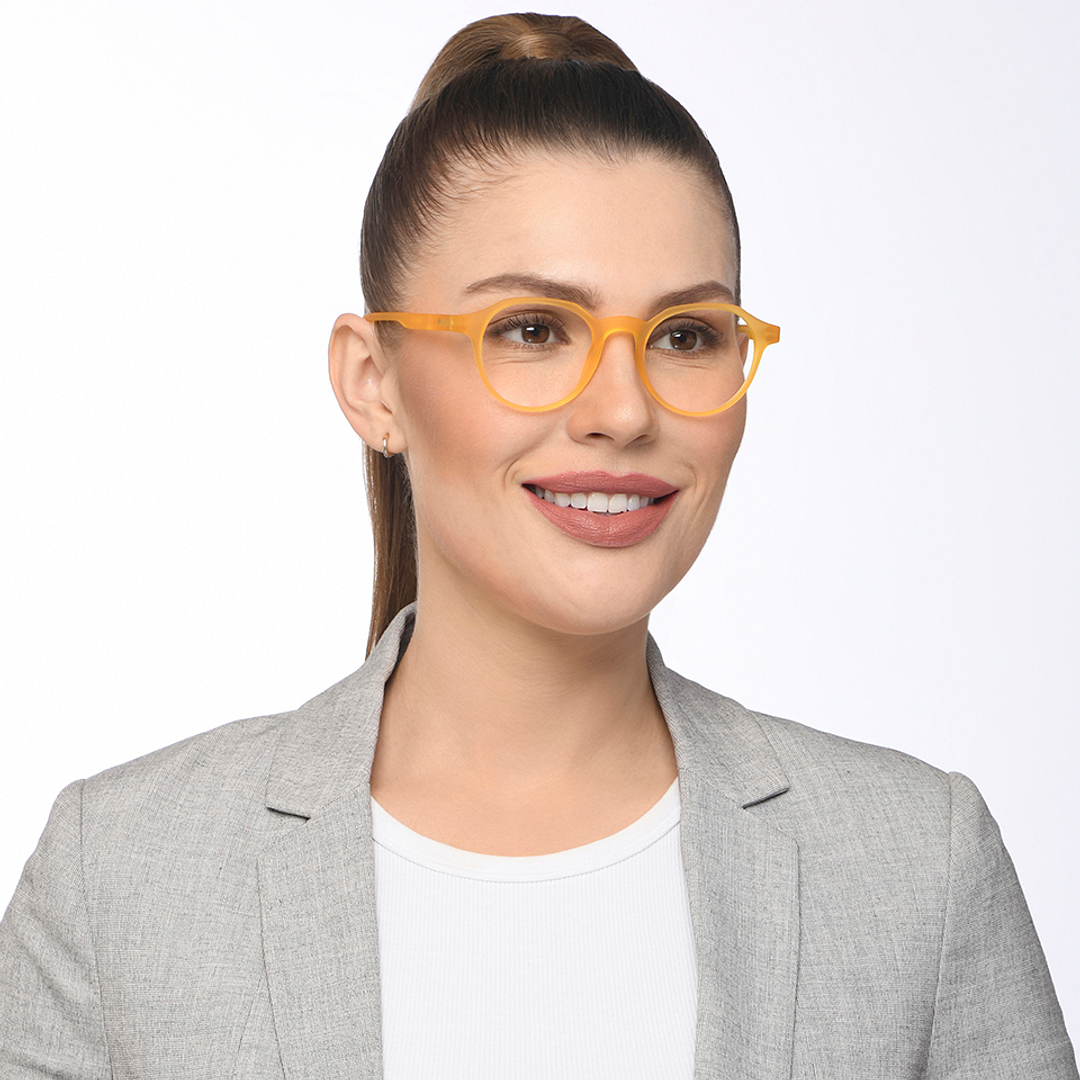 Lenskart Air Online Orange Transparent Full Rim Round right side