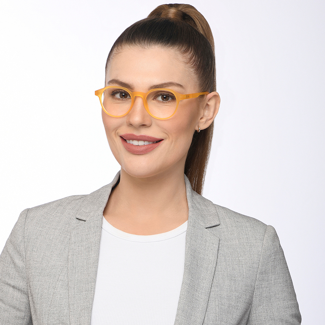 Lenskart Air Online Orange Transparent Full Rim Round left side