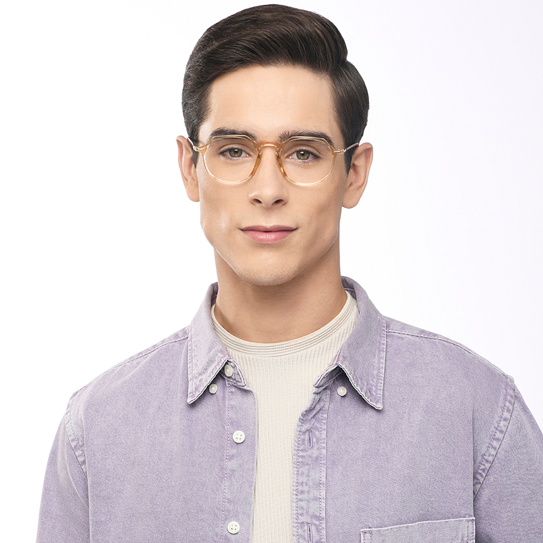 Lenskart Air Online Orange Transparent Full Rim Round left side