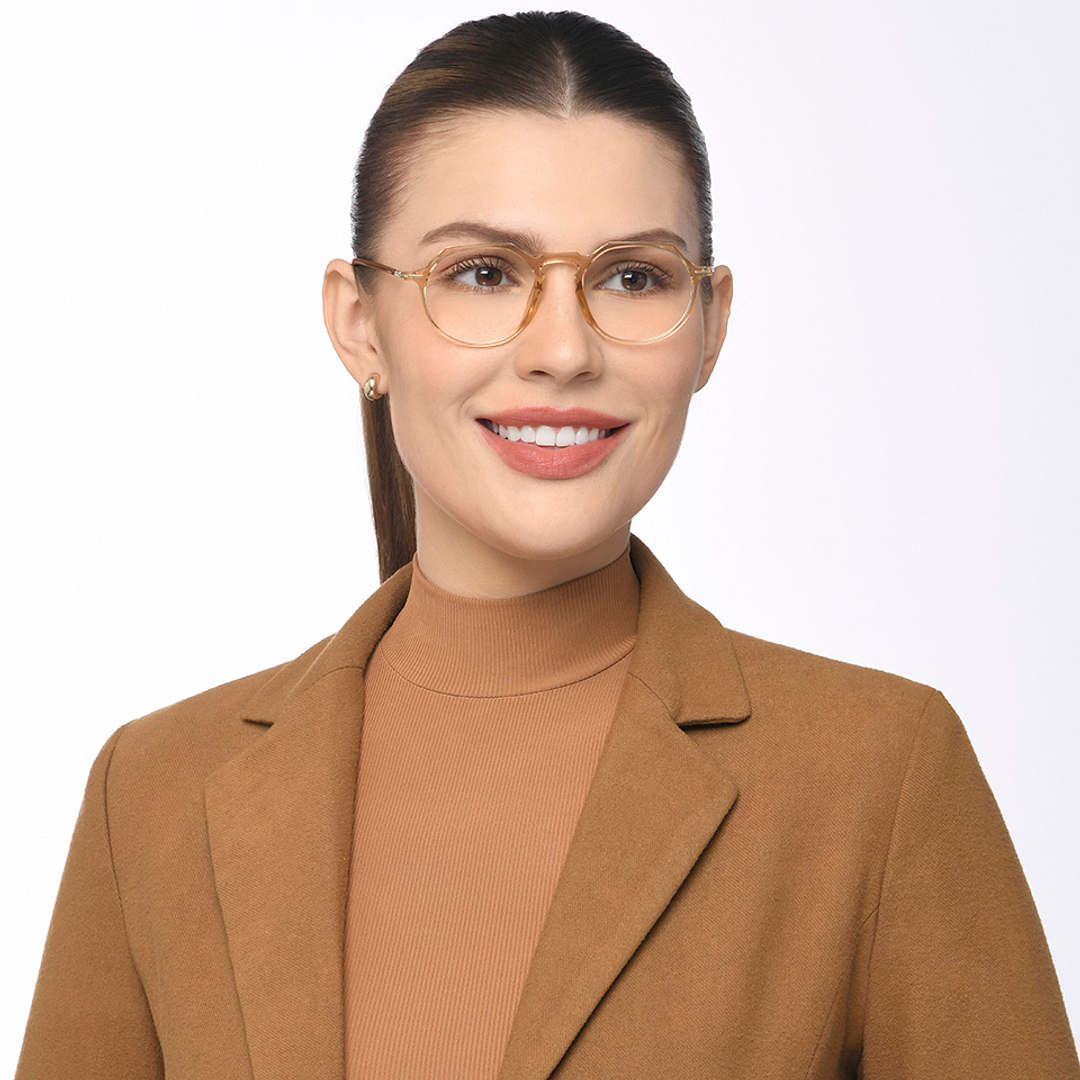 Lenskart Air Online Orange Transparent Full Rim Round left side