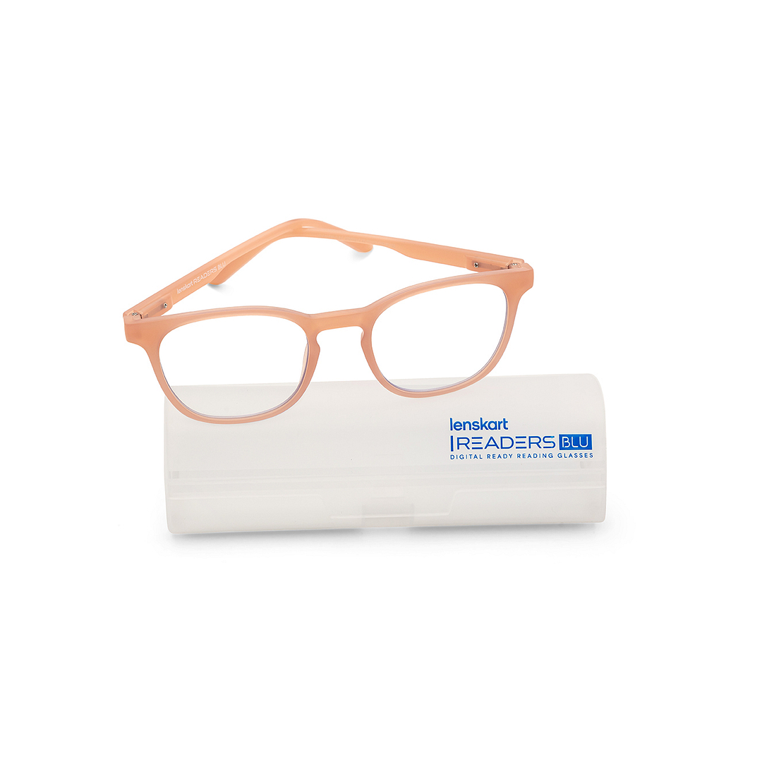LENSKART BLU READERS Pink Peach Pink Full Rim Square LENSKART BLU READERS LR E15615 Only for 2 25 Prefitted Powers left side