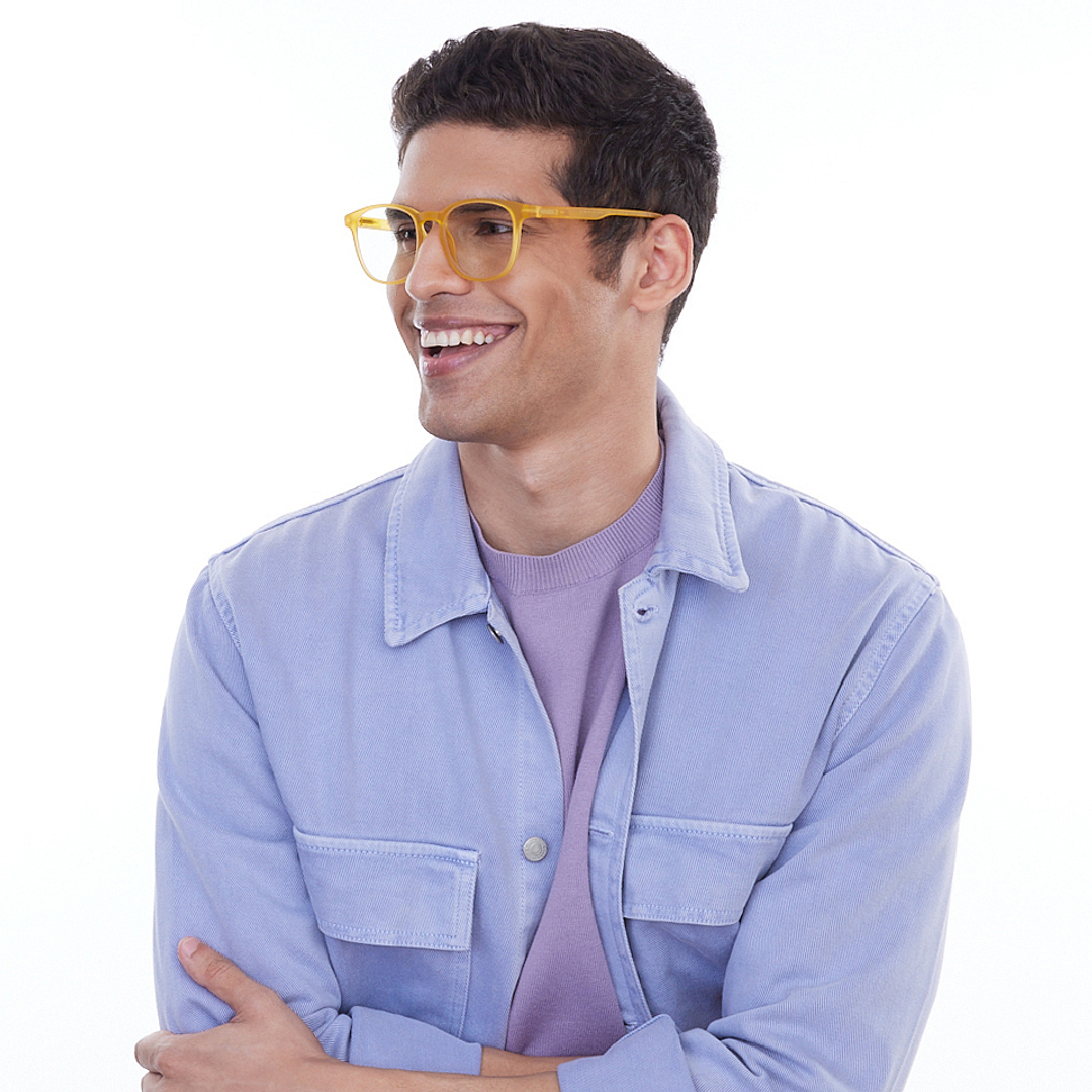 Lenskart Hustlr Online Amber Full Rim Square left side