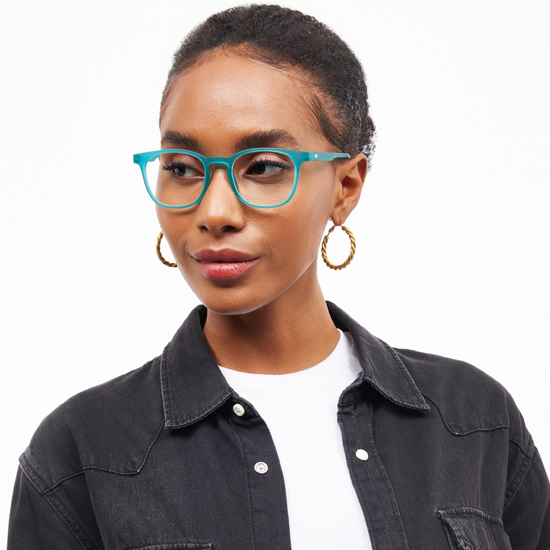 Lenskart Hustlr Blue Lagoon Full Rim Square left side