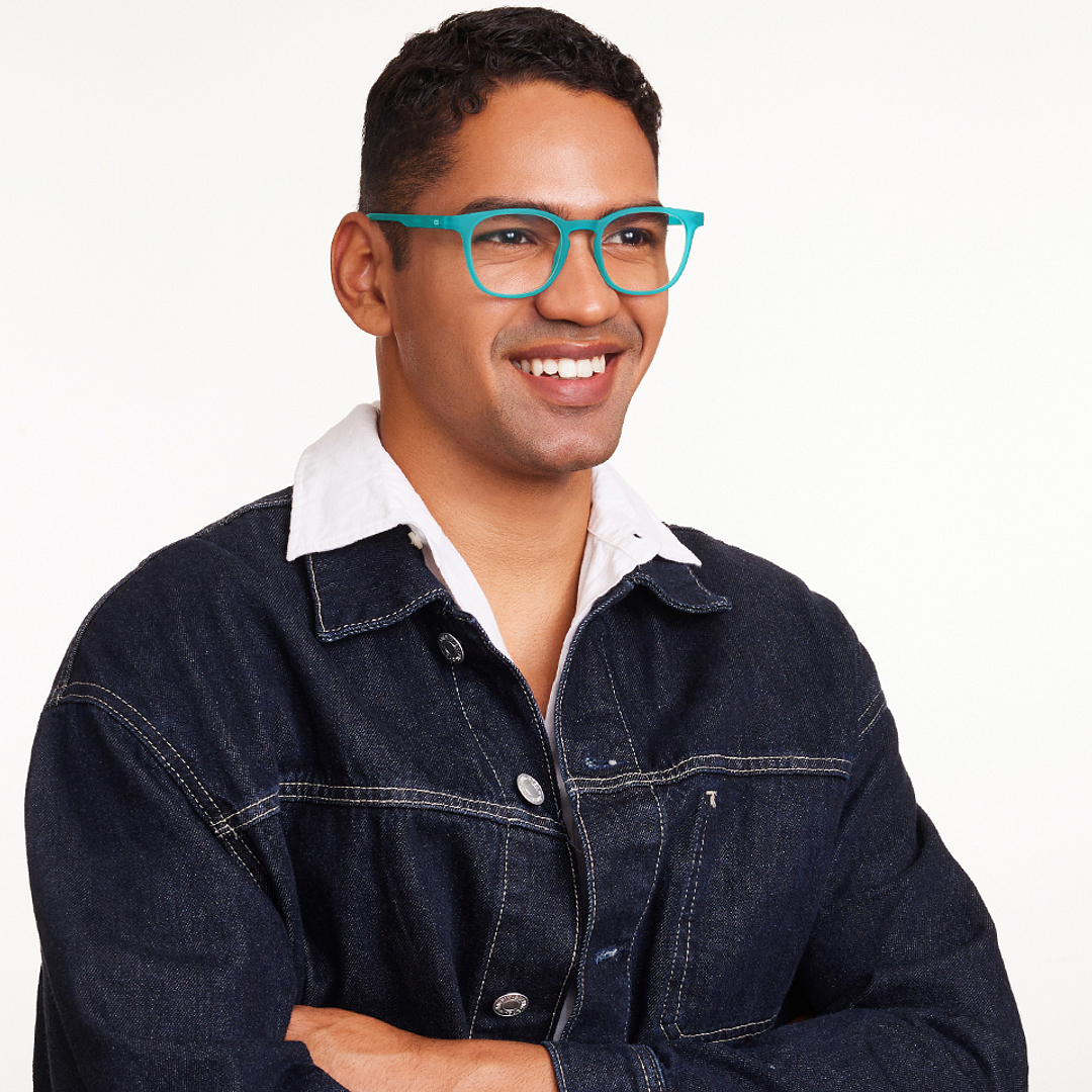 Lenskart Hustlr Blue Lagoon Full Rim Square left side