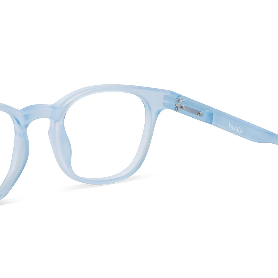 Lenskart Hustlr Screen Glasses Blue Block Zero Power Screen Glasses : Blue Sky Full Rim Square Lenskart HUSTLR LB E14058-N C1 right side