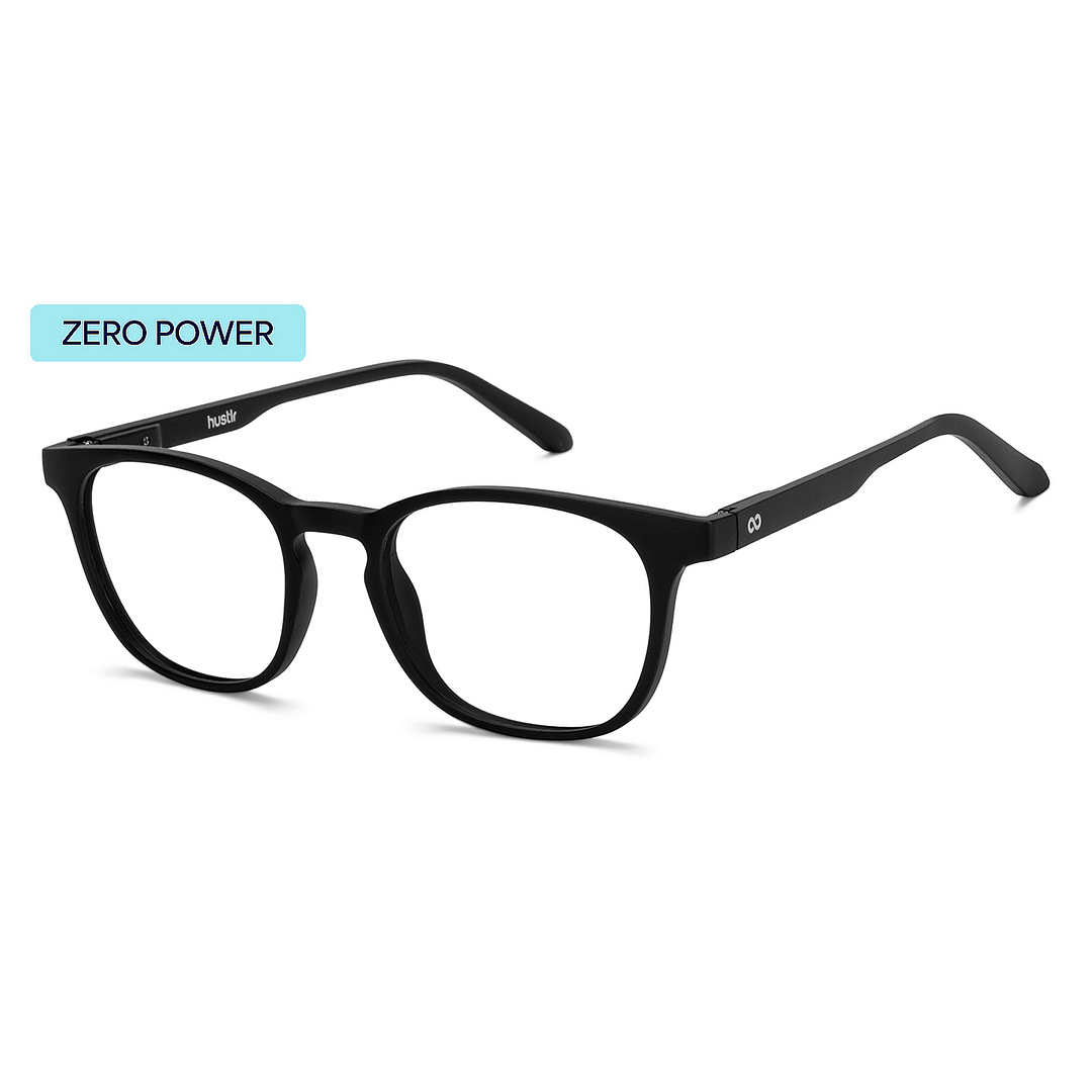 Lenskart Hustlr Screen Glasses Blue Block Zero Power Screen Glasses : Dark Night Full Rim Square Lenskart HUSTLR LB E14058-XW C40 left side