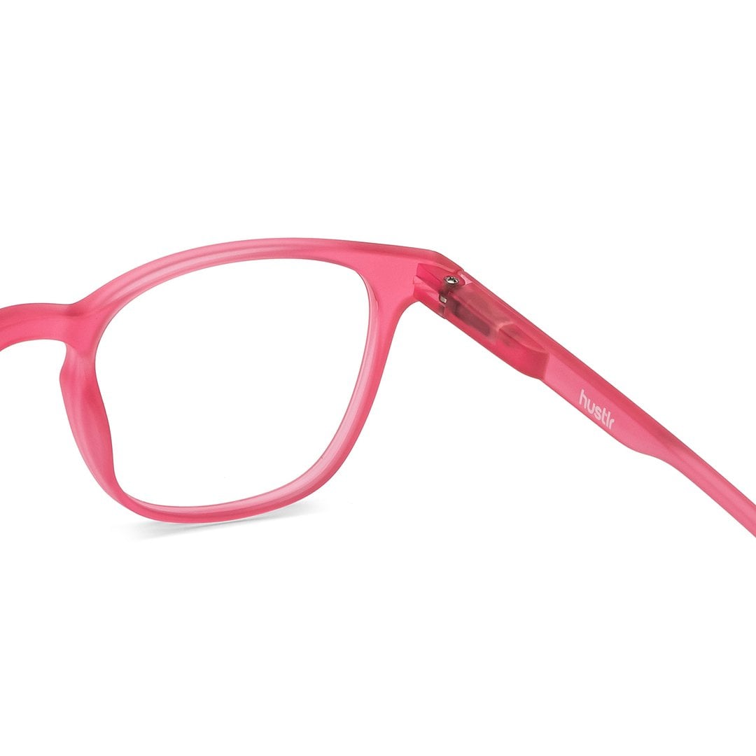 Lenskart Hustlr Screen Glasses Blue Block Zero Power Screen Glasses : Flamingo Full Rim Square Lenskart HUSTLR LB E14058-W C50 left side