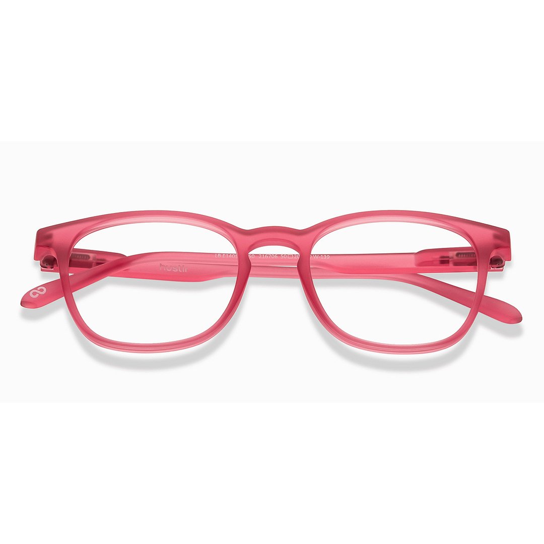 Lenskart Hustlr Screen Glasses Blue Block Zero Power Screen Glasses : Flamingo Full Rim Square Lenskart HUSTLR LB E14058-W C50 left side