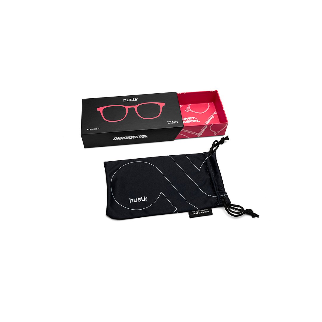 Lenskart Hustlr Screen Glasses Blue Block Zero Power Screen Glasses : Flamingo Full Rim Square Lenskart HUSTLR LB E14058-W C50 left side