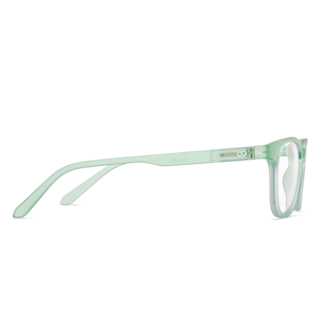 Lenskart Hustlr Screen Glasses Blue Block Zero Power Phone Screen Glasses : Jade Green Green Full Rim Square Lenskart HUSTLR LB E14058-N C3 left side