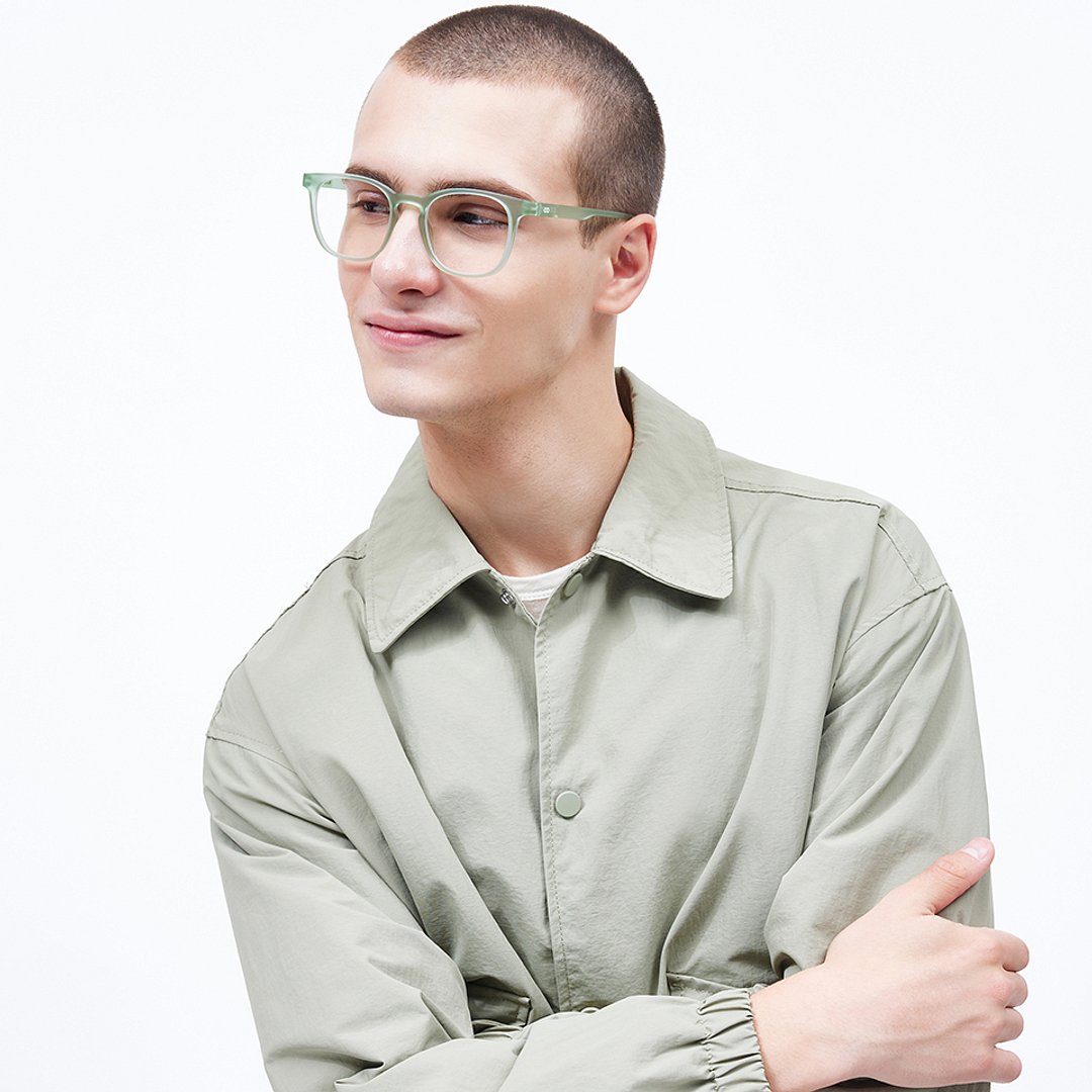 Lenskart Hustlr Screen Glasses Blue Block Phone Screen Glasses : Jade Green Full Rim Square Lenskart HUSTLR LB E14058-W C35 right side