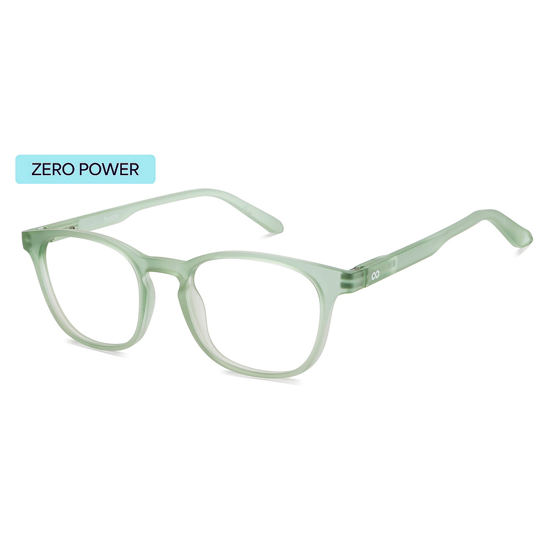 Lenskart Hustlr Screen Glasses Blue Block Zero Power Screen Glasses : Jade Green Full Rim Square Lenskart HUSTLR LB E14058-XW C43 left side