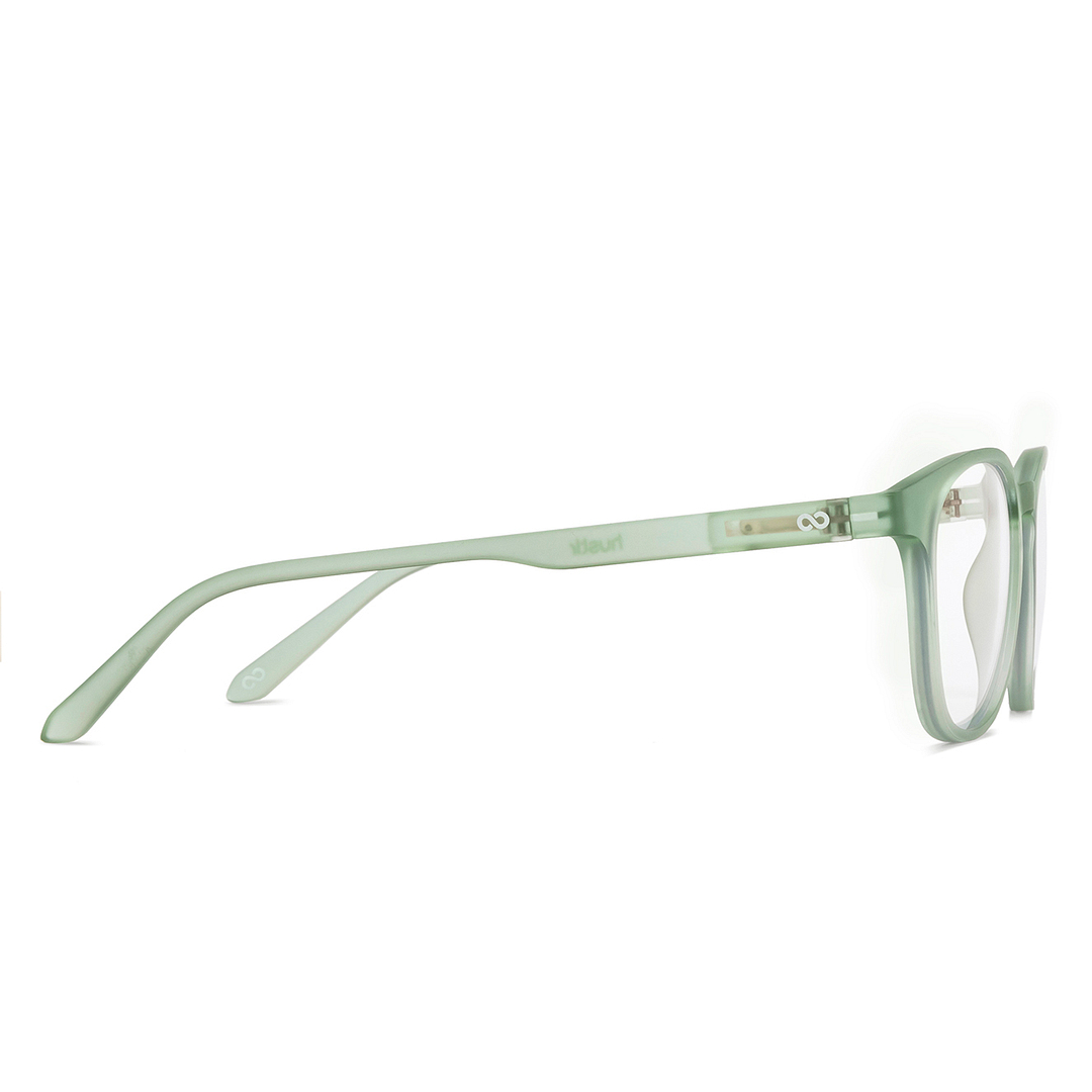 Lenskart Hustlr Screen Glasses Blue Block Zero Power Screen Glasses : Jade Green Full Rim Square Lenskart HUSTLR LB E14058-XW C43 left side