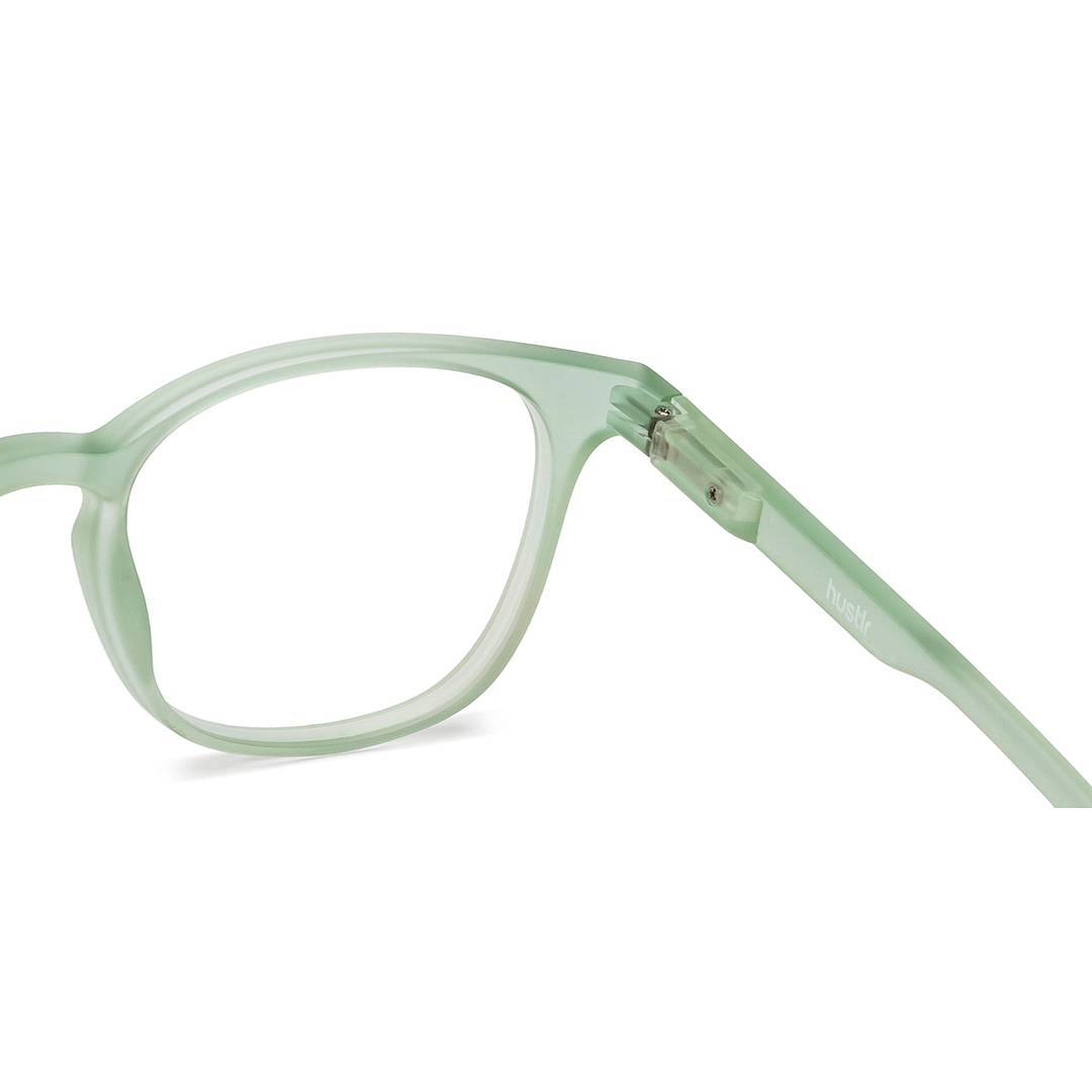 Lenskart Hustlr Screen Glasses Blue Block Zero Power Screen Glasses : Jade Green Full Rim Square Lenskart HUSTLR LB E14058-XW C43 left side