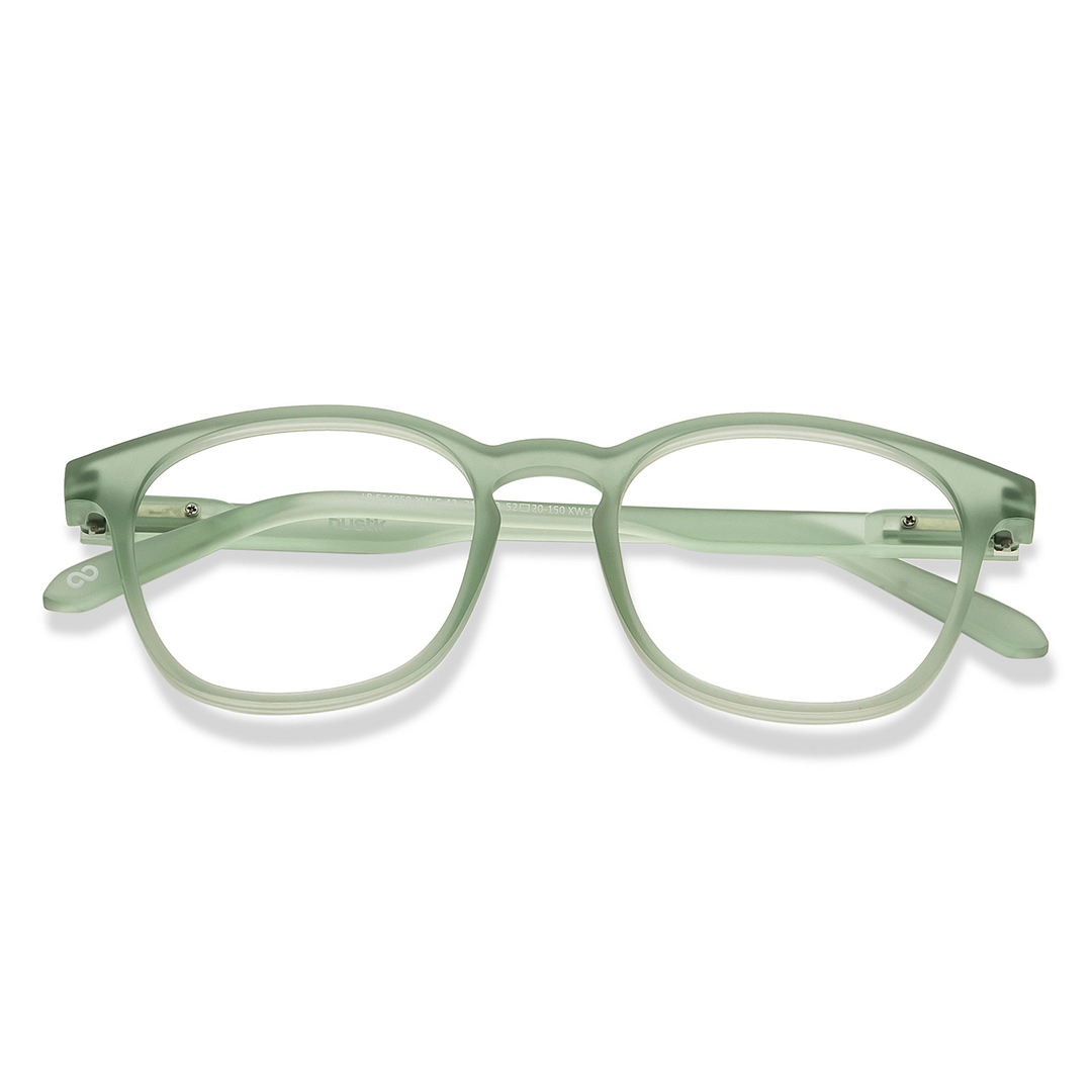Lenskart Hustlr Screen Glasses Blue Block Zero Power Screen Glasses : Jade Green Full Rim Square Lenskart HUSTLR LB E14058-XW C43 left side