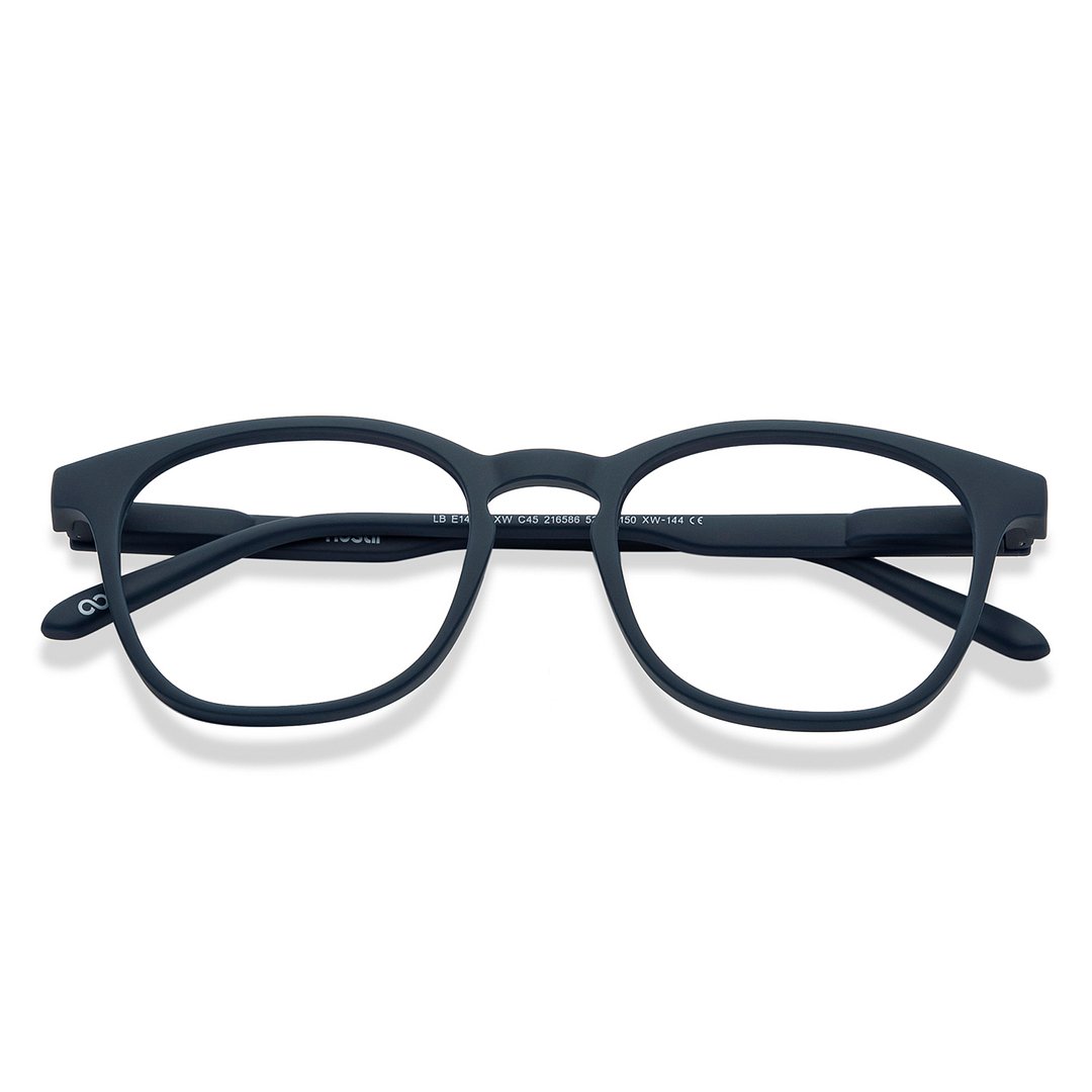 Lenskart Hustlr Screen Glasses Blue Block Zero Power Screen Glasses : Navy Full Rim Square Lenskart HUSTLR LB E14058-XW C45 left side
