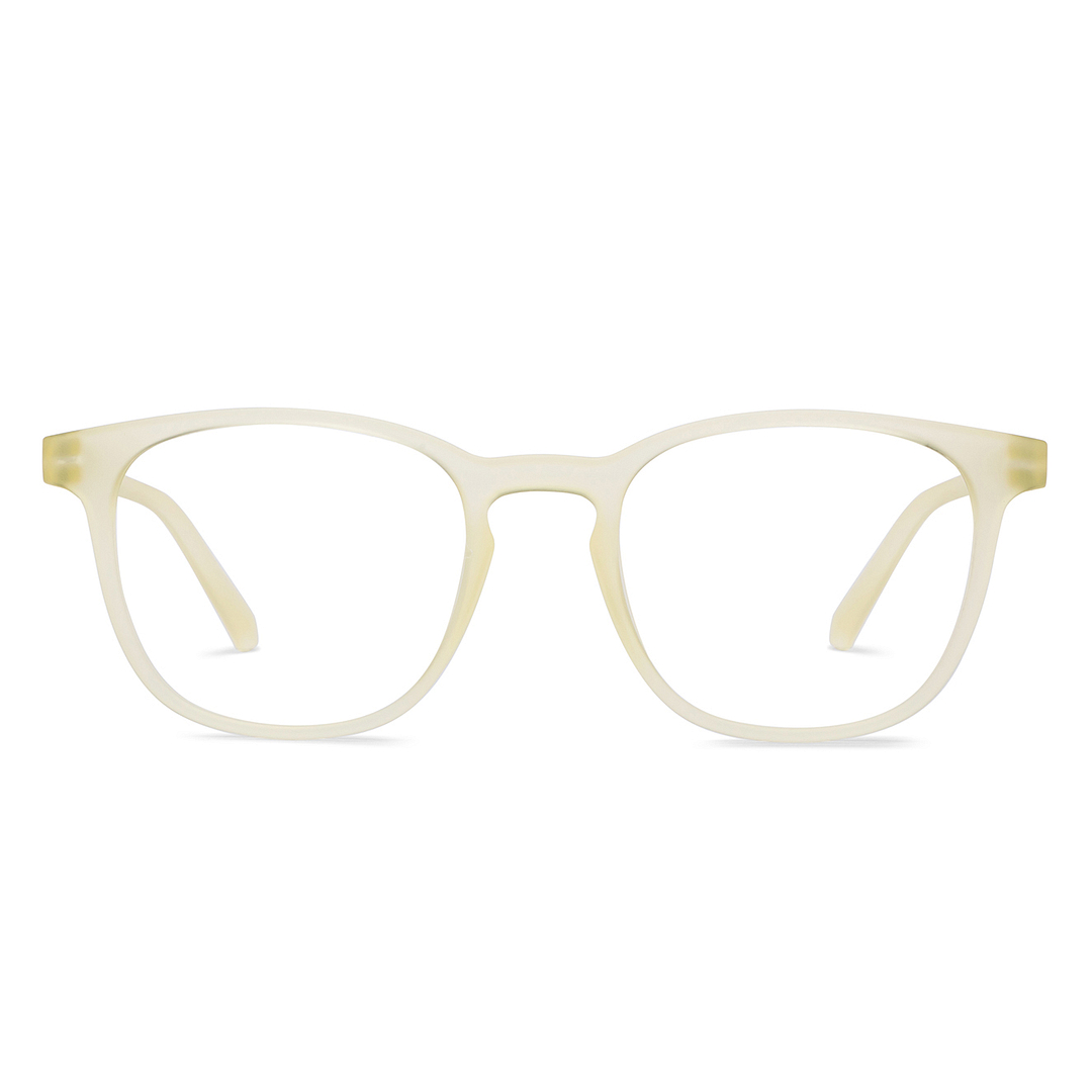 Lenskart Hustlr Screen Glasses Blue Block Zero Power Screen Glasses : Sand Dune Full Rim Square Lenskart HUSTLR LB E14058-W C21 right side