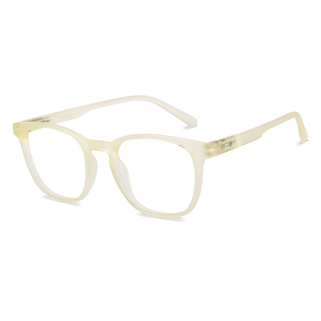 Lenskart Hustlr Screen Glasses Blue Block Zero Power Screen Glasses : Sand Dune Full Rim Square Lenskart HUSTLR LB E14058-W C21 left side