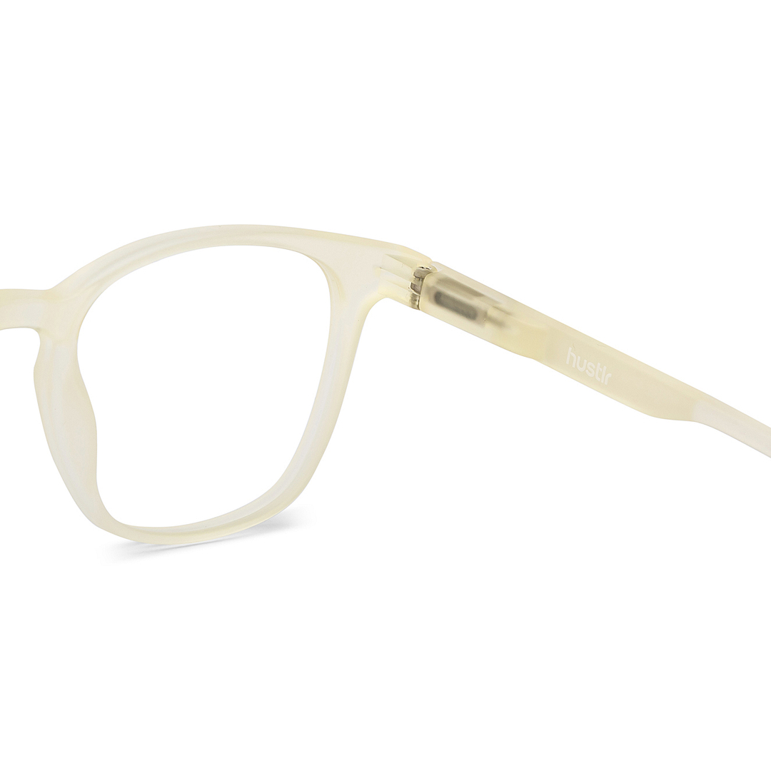 Lenskart Hustlr Screen Glasses Blue Block Zero Power Screen Glasses : Sand Dune Full Rim Square Lenskart HUSTLR LB E14058-W C21 left side