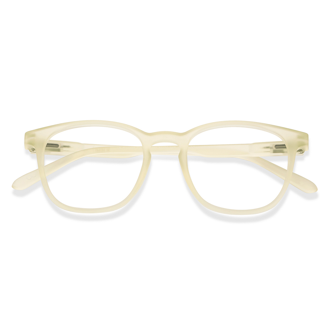 Lenskart Hustlr Screen Glasses Blue Block Zero Power Screen Glasses : Sand Dune Full Rim Square Lenskart HUSTLR LB E14058-W C21 right side