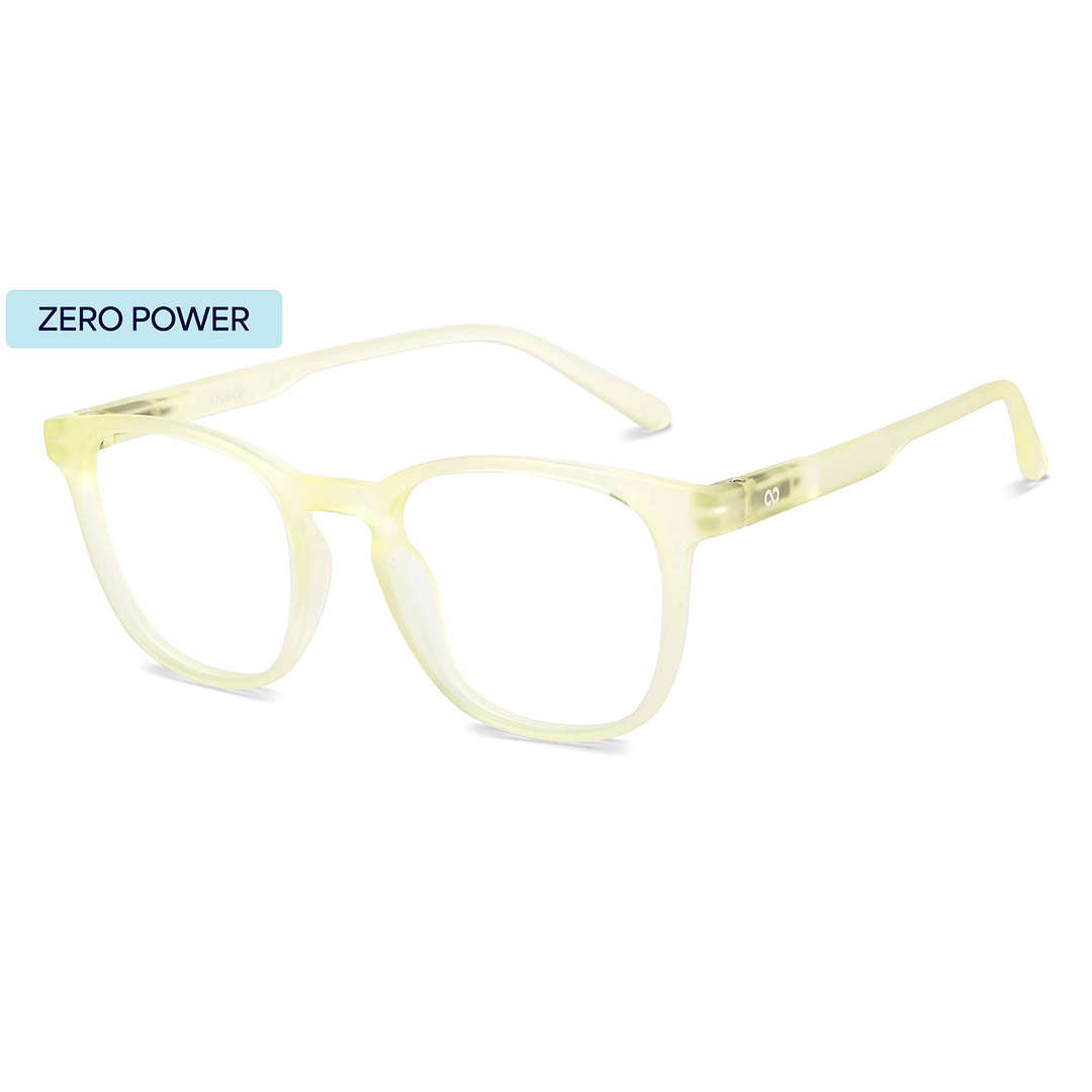 Lenskart Hustlr Screen Glasses Blue Block Zero Power Screen Glasses : Sand Dune Full Rim Square Lenskart HUSTLR LB E14058-W C21 left side