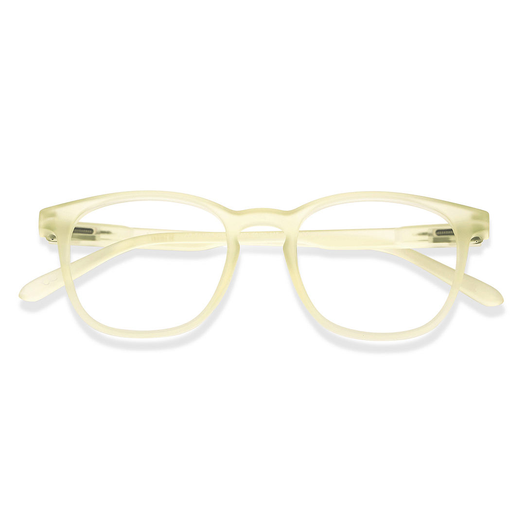 Lenskart Hustlr Screen Glasses Blue Block Zero Power Screen Glasses : Sand Dune Full Rim Square Lenskart HUSTLR LB E14058-W C21 left side