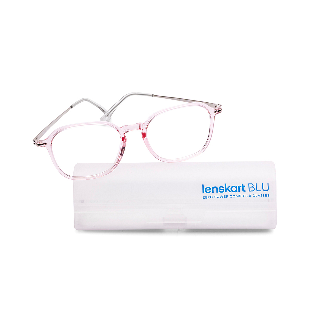 Lenskart Blu Pink Crystal Full Rim Square Lenskart Blu LB E14786 Eyeglasses left side