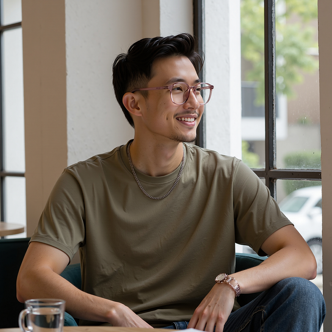 Lenskart Air Pink Full Rim Square left side