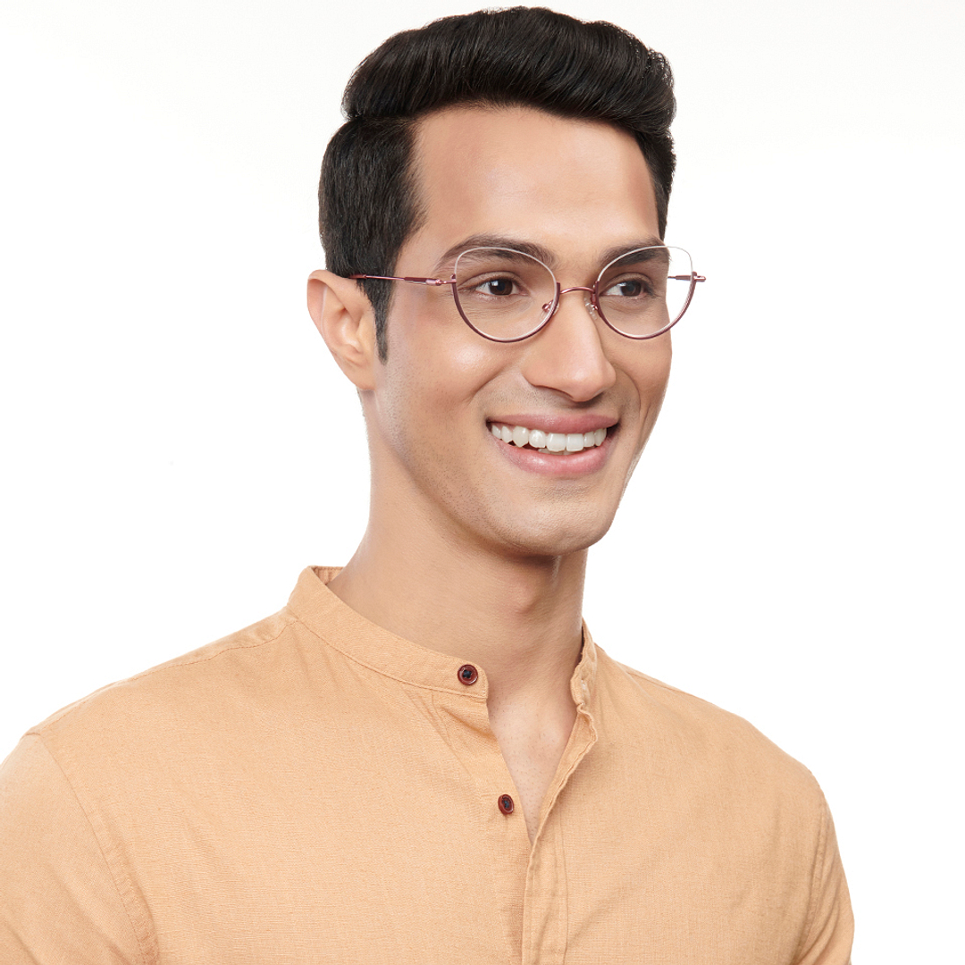Lenskart Studio Online Pink Half Rim Cat Eye left side