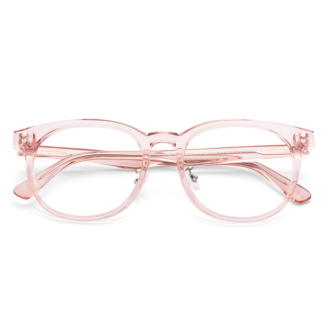Lenskart Pink Transparent Full Rim Round left side