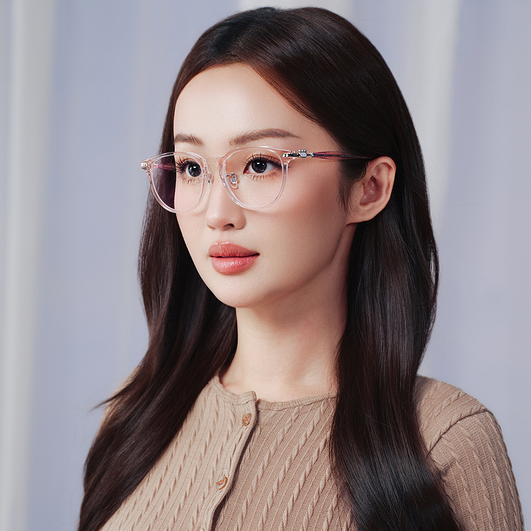 Lenskart Pink Transparent Full Rim Round left side