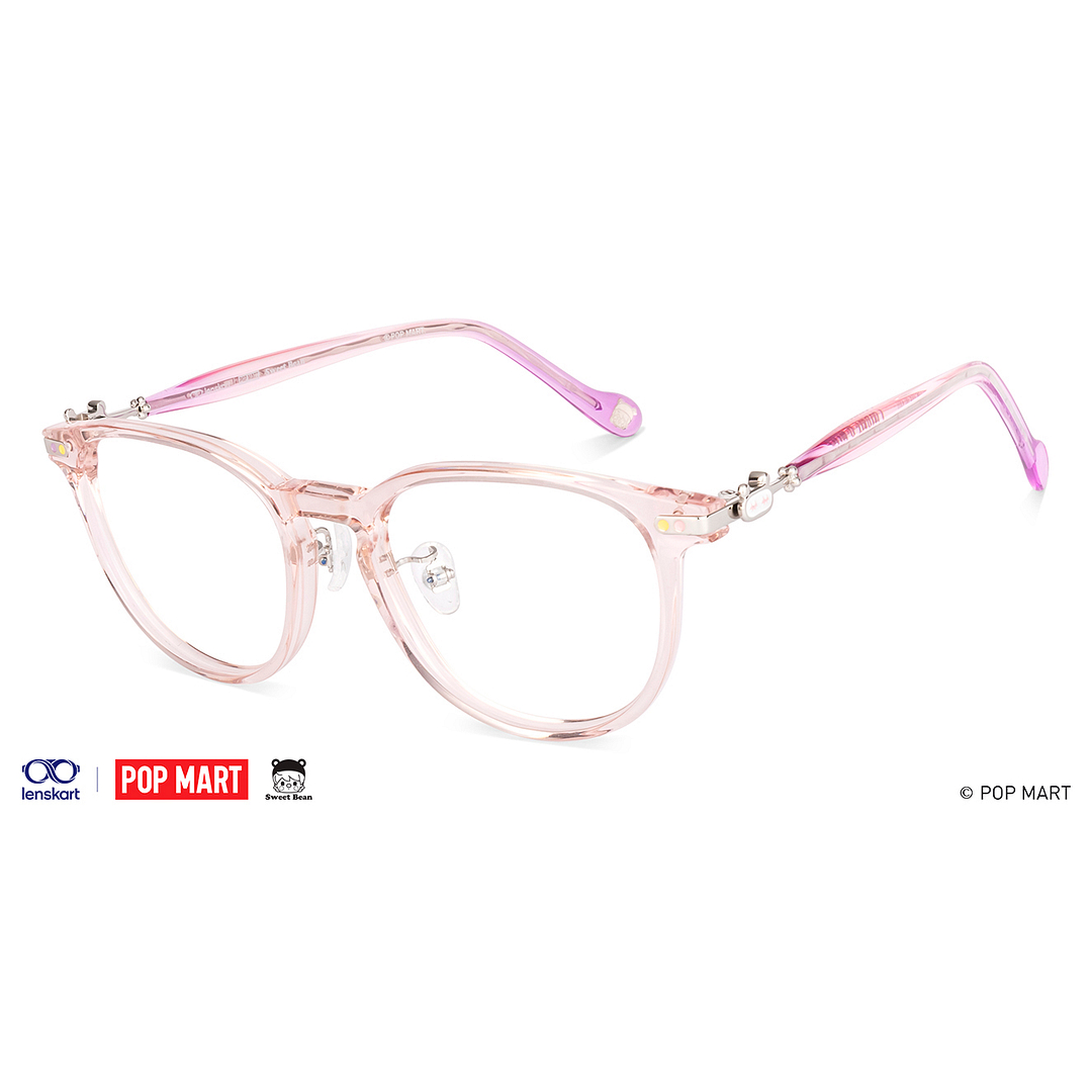 Lenskart Pink Transparent Full Rim Round left side