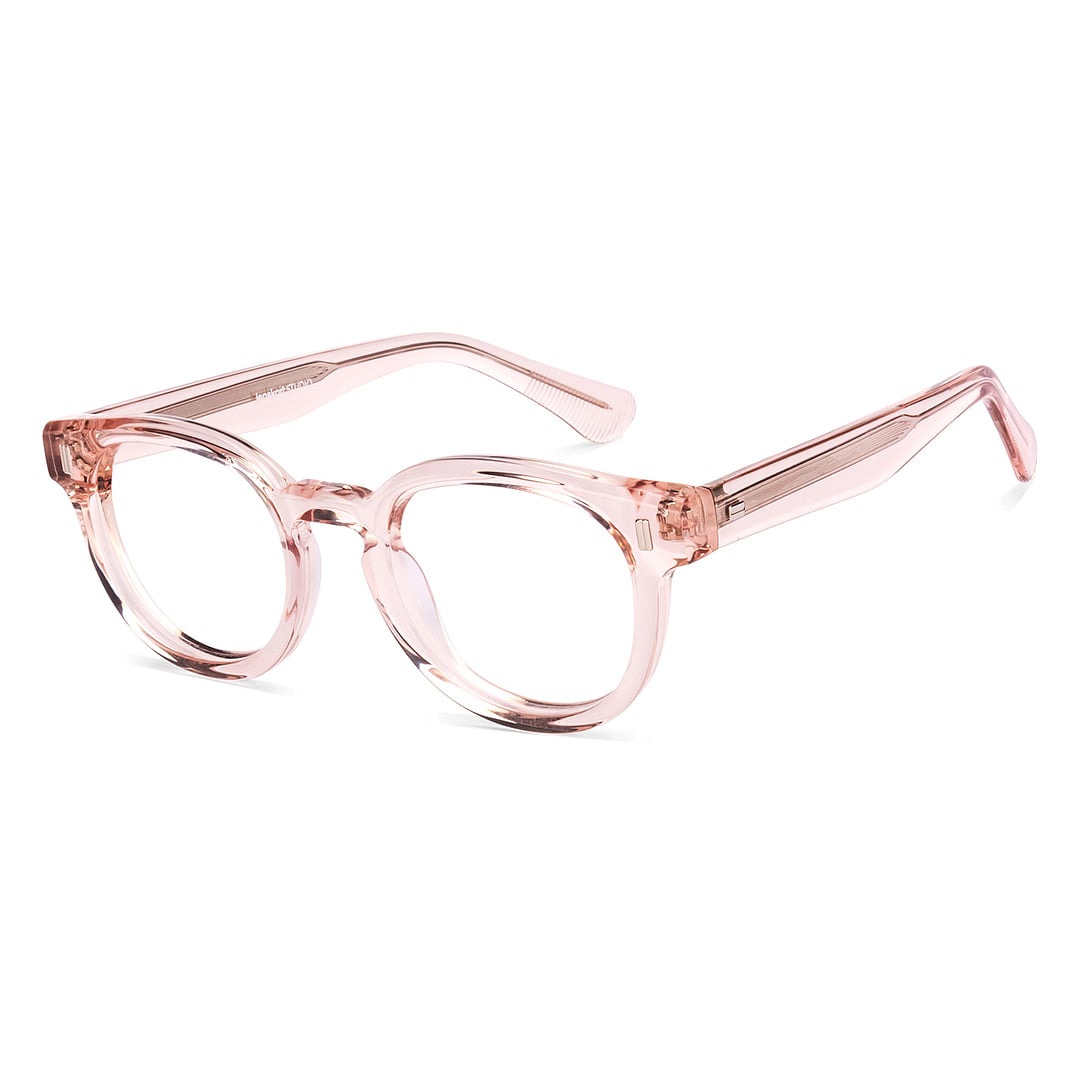 Lenskart Studio Online Pink Transparent Full Rim Round left side