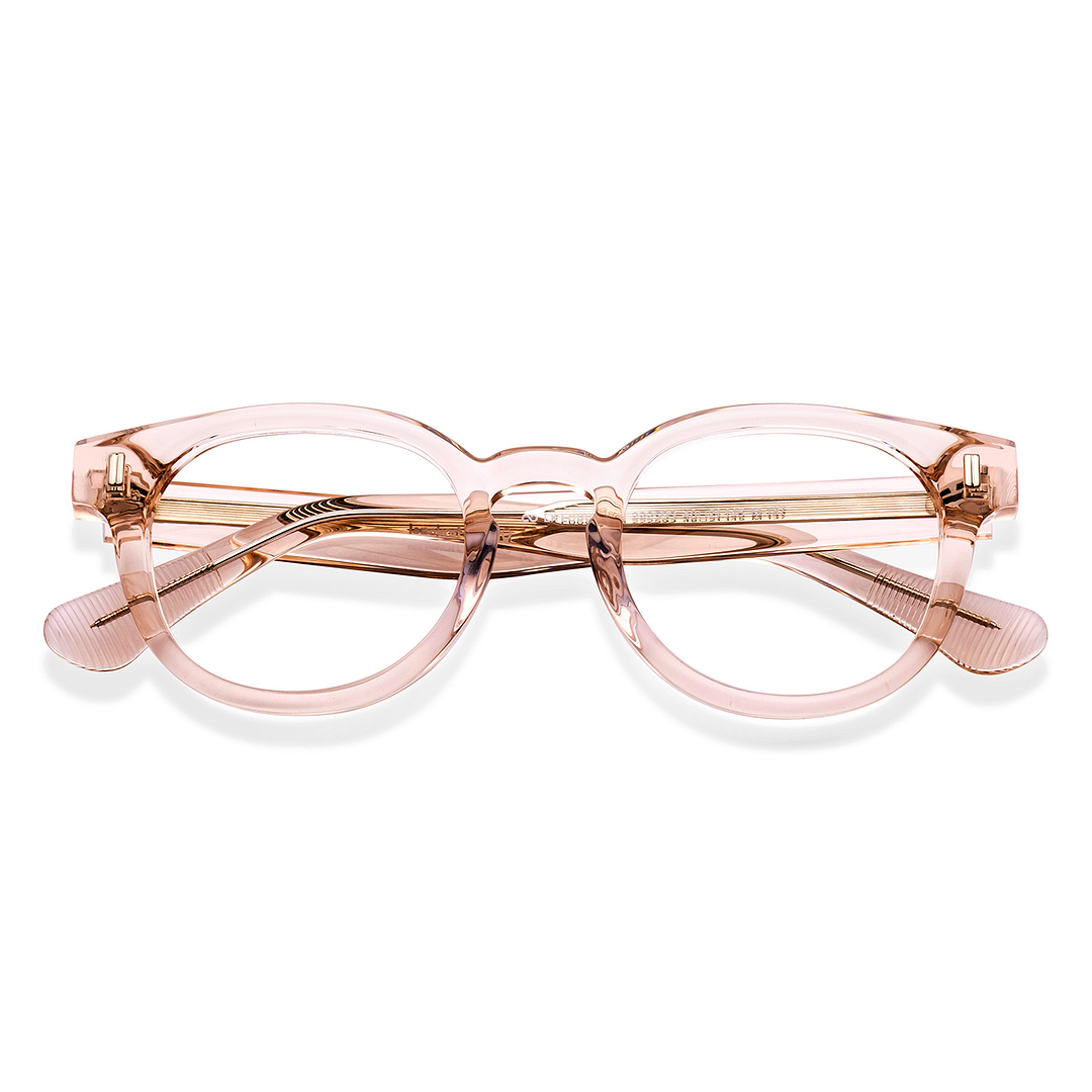 Lenskart Studio Online Pink Transparent Full Rim Round left side