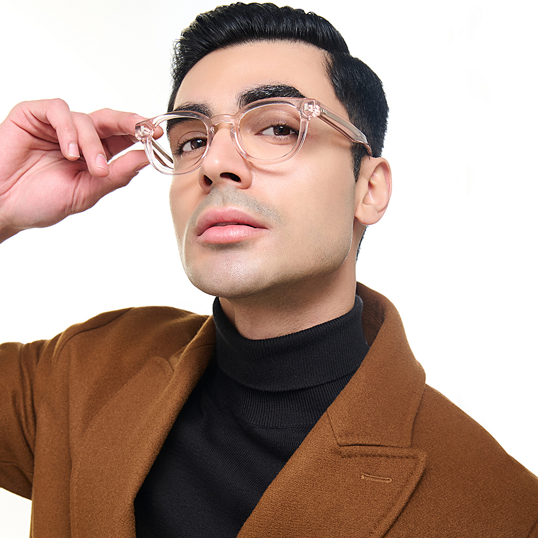 Lenskart Studio Online Pink Transparent Full Rim Round right side