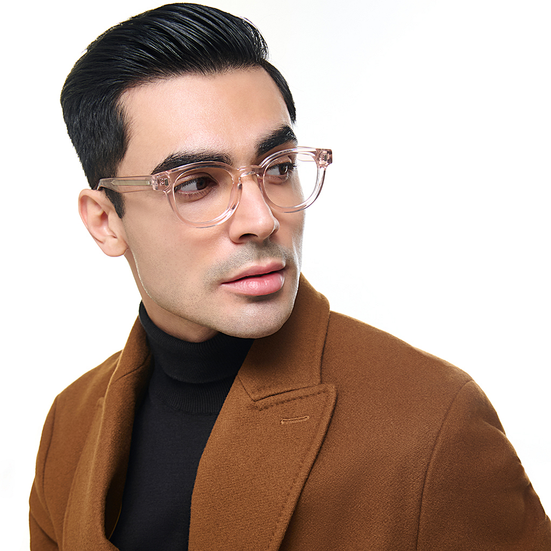 Lenskart Studio Online Pink Transparent Full Rim Round left side