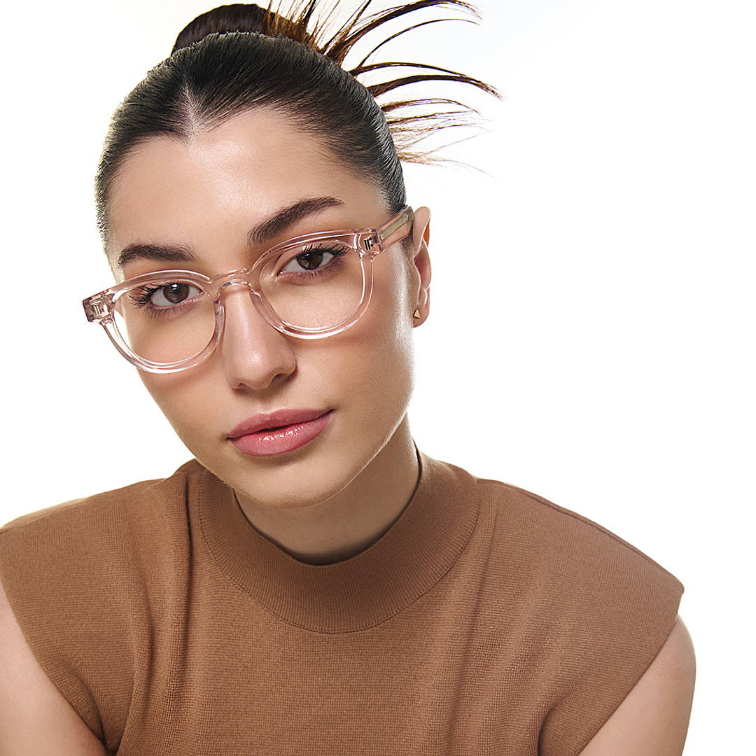 Lenskart Studio Online Pink Transparent Full Rim Round right side