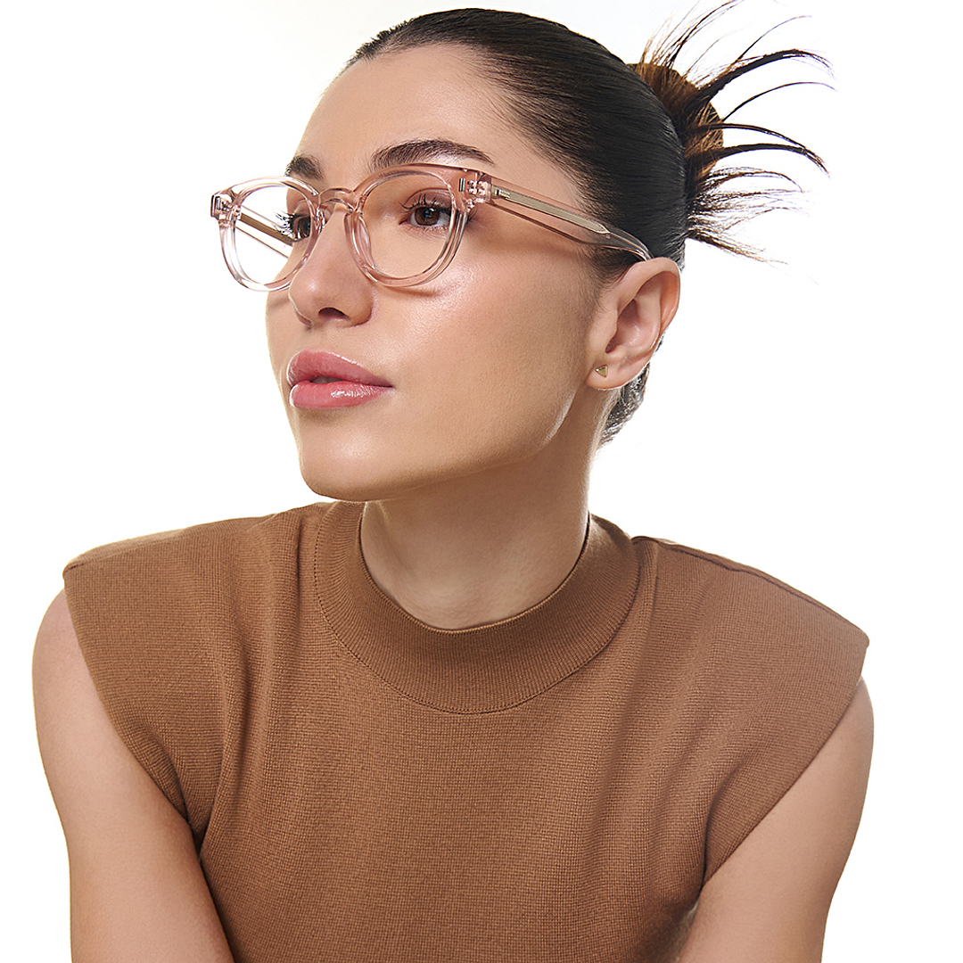 Lenskart Studio Online Pink Transparent Full Rim Round left side