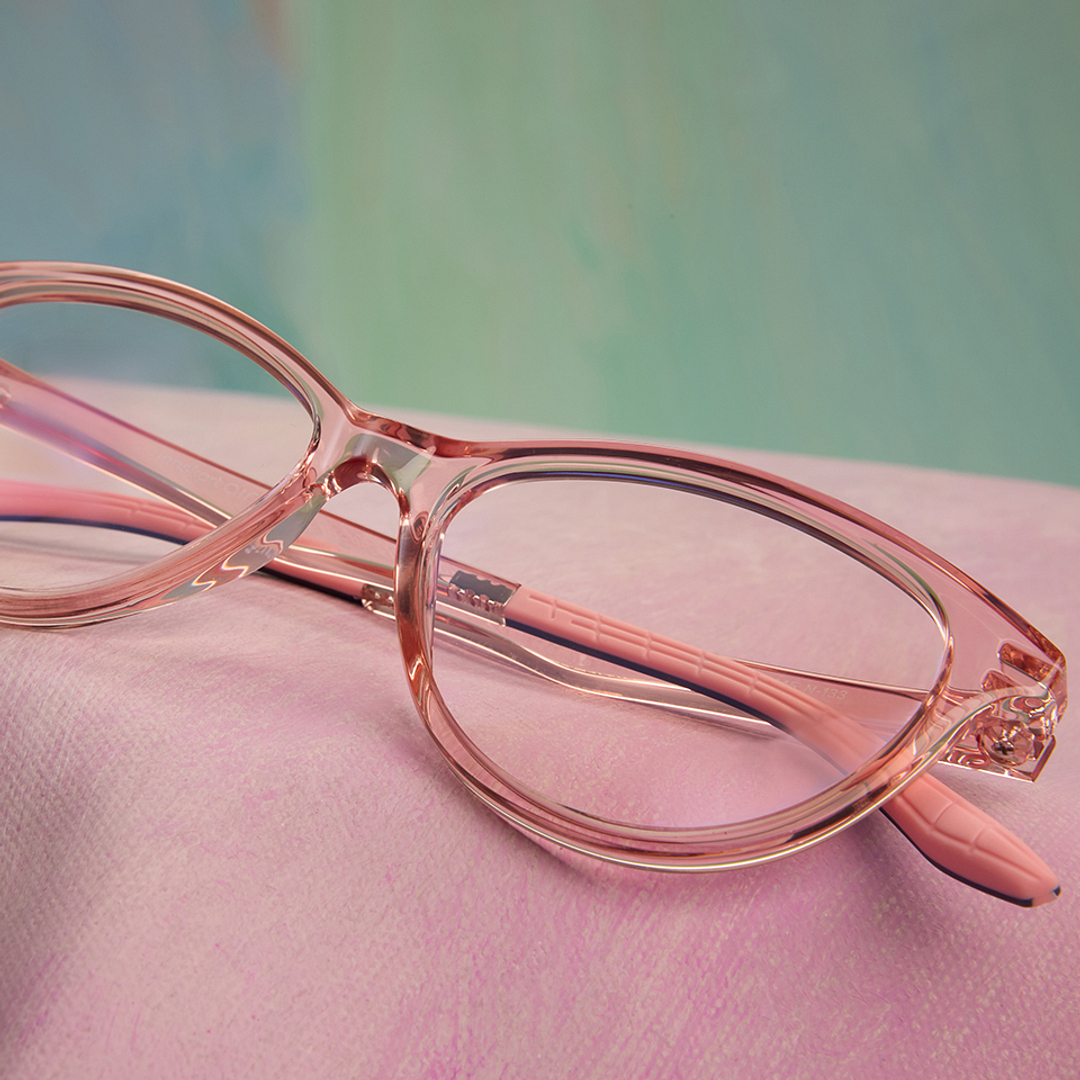 Lenskart Air Online Pink Transparent Full Rim Cat Eye left side
