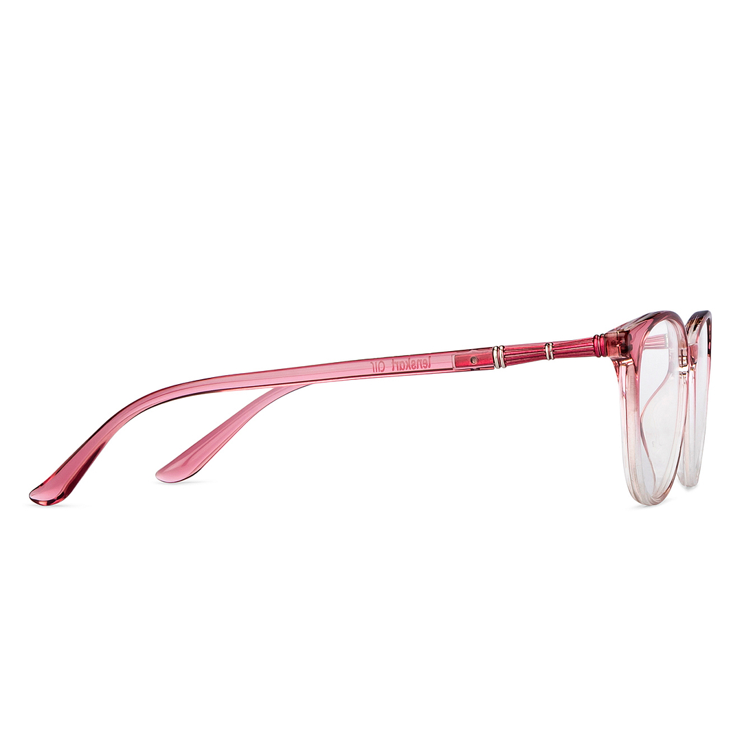 Lenskart Air Online Pink Transparent Full Rim Cat Eye left side