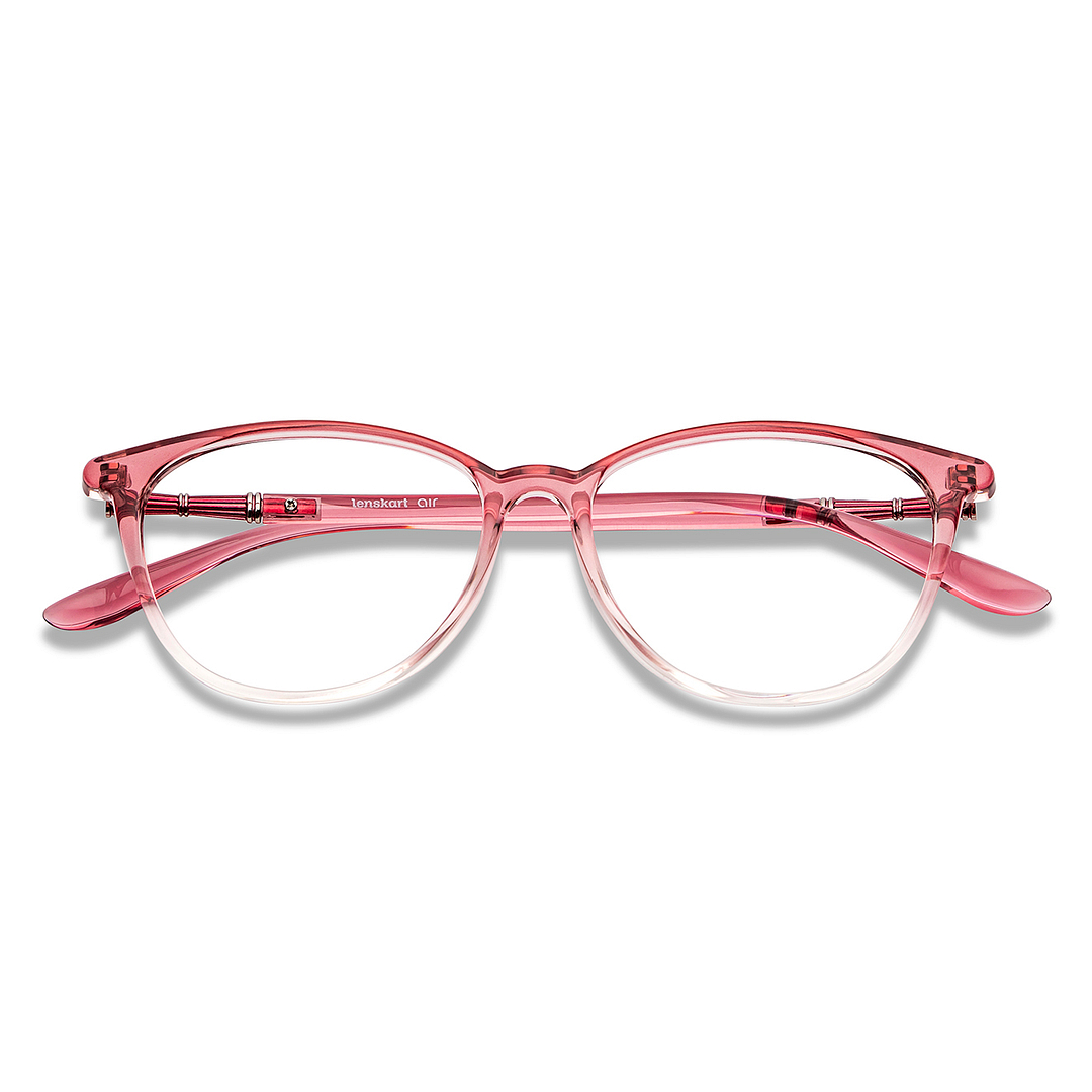Lenskart Air Online Pink Transparent Full Rim Cat Eye left side